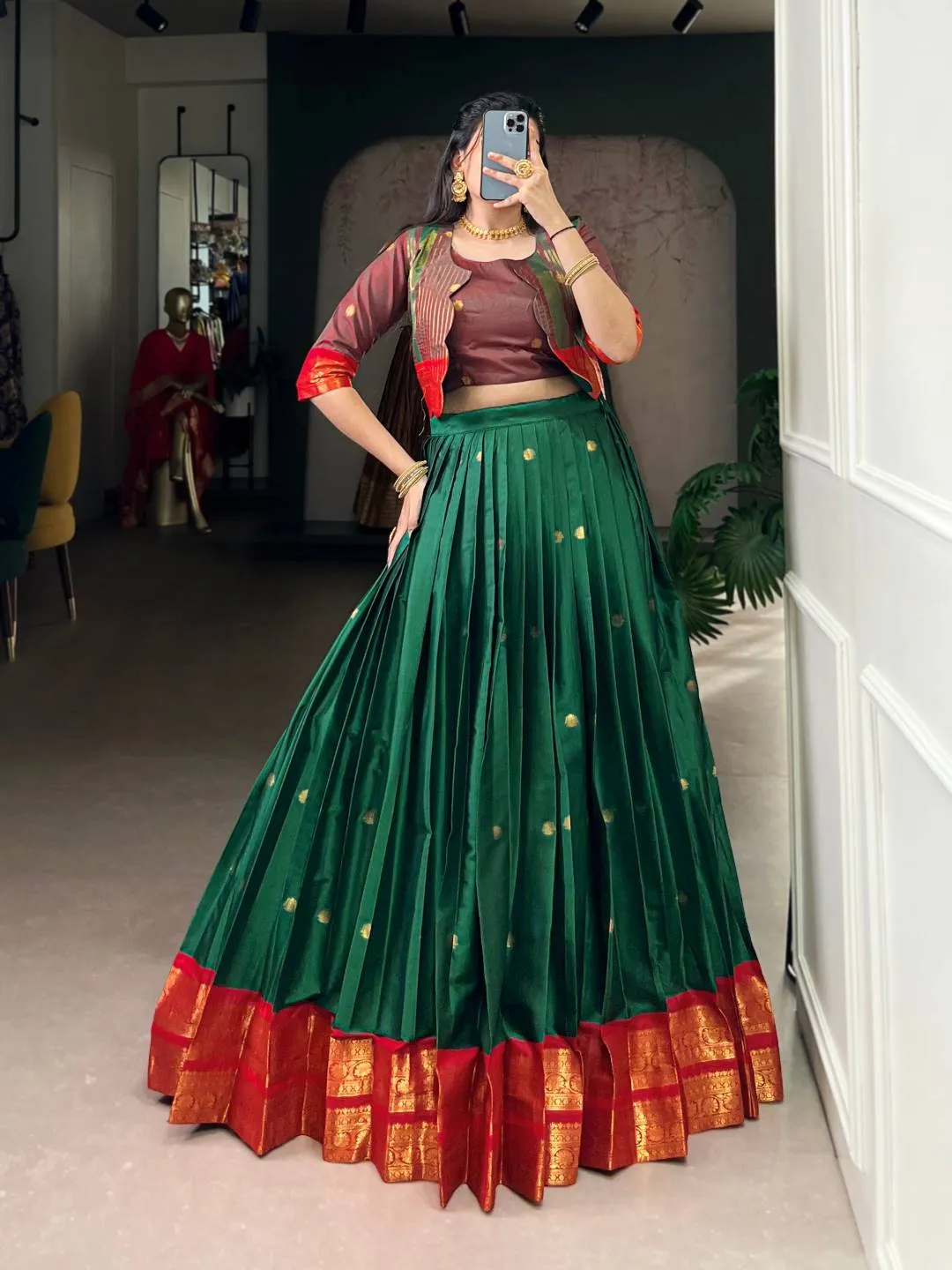 WMN 1133 Anushna Poly Cotton Weaving Lehenga Blouse Wholesale