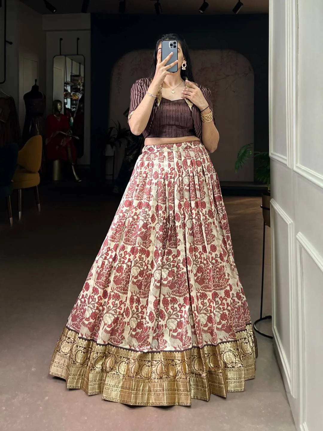 WMN 1109 Tasar Silk Printed Lehenga Choli Wholesale