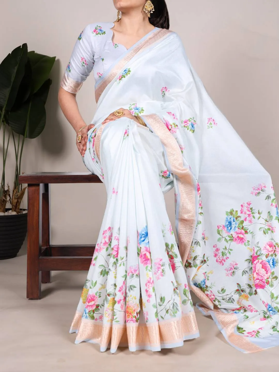 WMN 7015 Tasar Silk Printed Festive Saree Wholesale