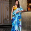 WMN 7026 Satin Silk Printed Party Wear Saree Wholesale