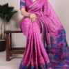 WMN 7035 Viscose Chanderi Printed Zari Weaving Work Saree Wholesale