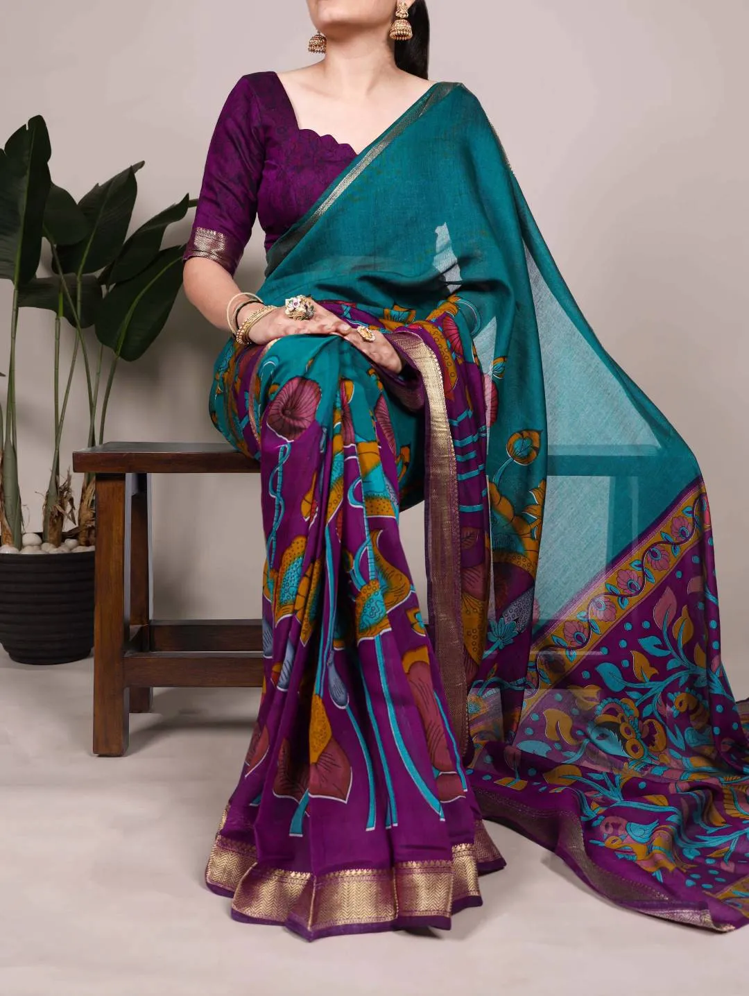 WMN 7036 Viscose Chanderi Zari Weaving Work Saree Wholesale