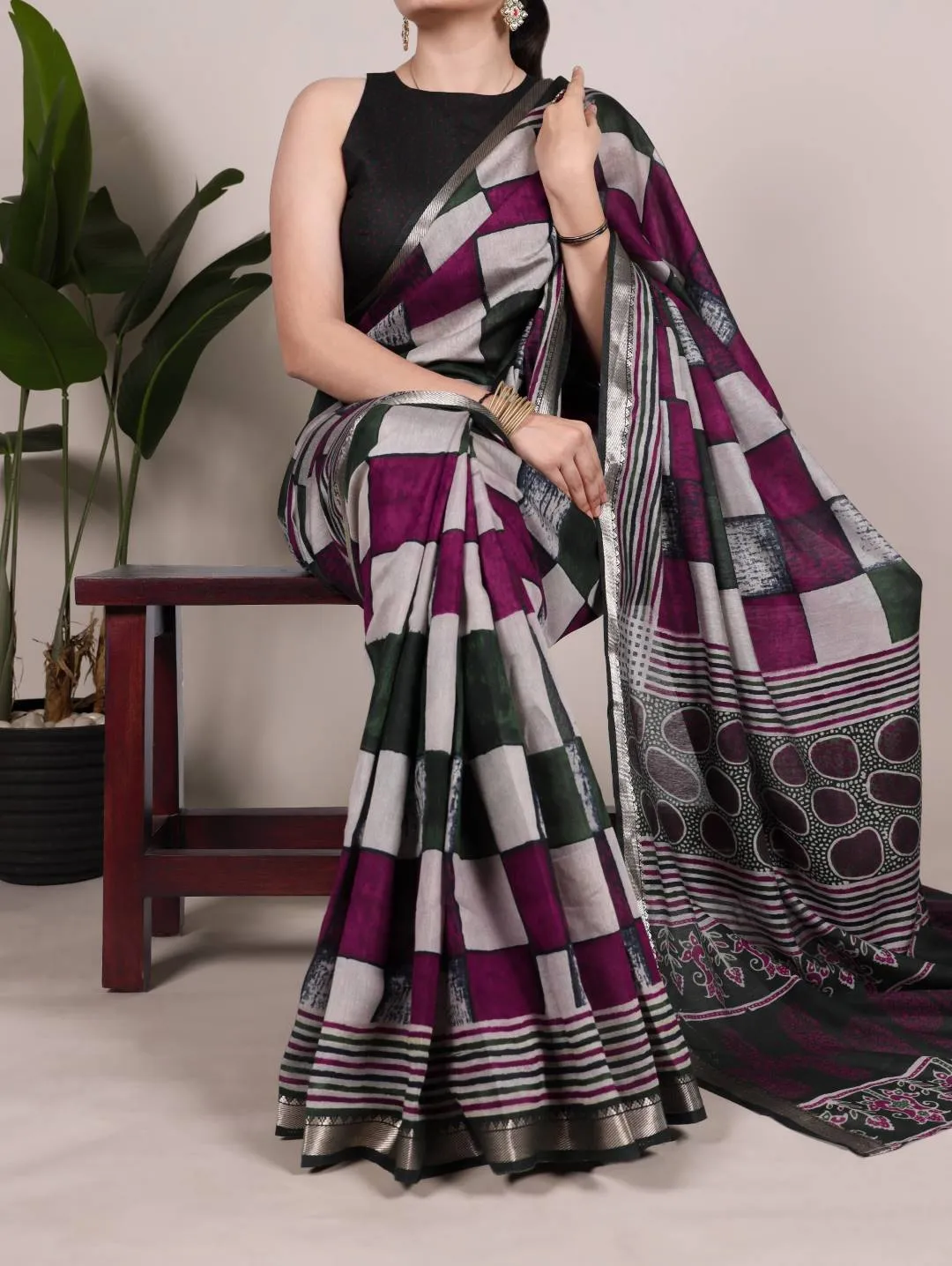 WMN 7045 Viscose Chanderi Printed Saree Wholesale