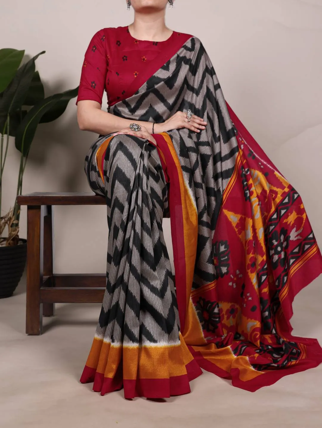 WMN 7043 Tasar Silk Printed Saree Wholesale