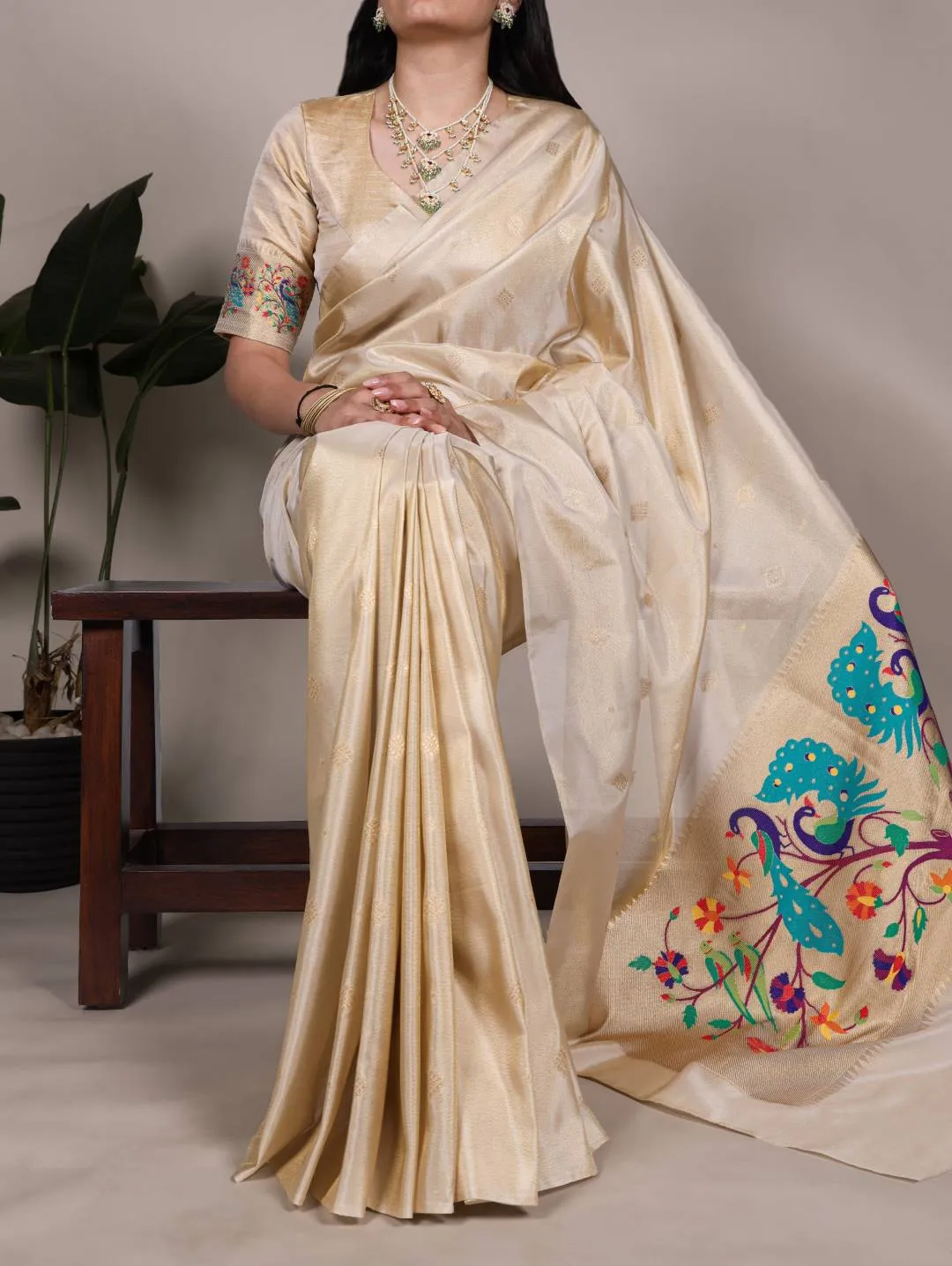 WMN 7905 Tissue Paithani Zari Weaving Work Saree Wholesale