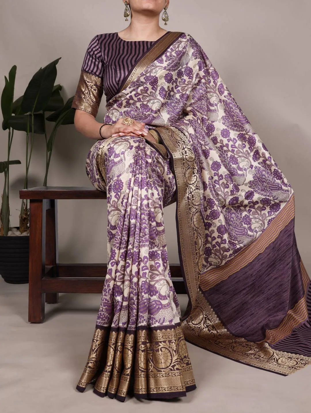 WMN 7050 Tasar Silk Printed Festival Saree Wholesale