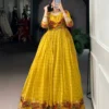 WMN 5034 Viscose Chanderi Printed Weaving Gown Wholesale
