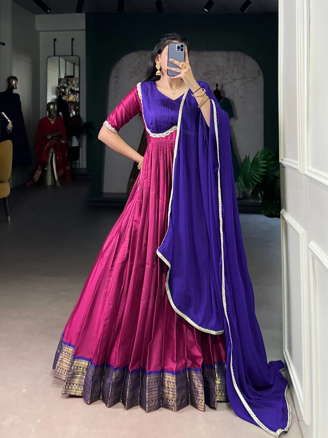 WMN 5008 Aura Silk Weaving Festive Gown Wholesale