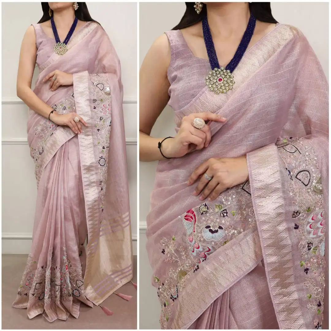 WMN 7401 Zari Kota Tissue Embroidery Weaving Festive Saree Wholesale