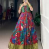 WMN 5035 Tasar Silk Kalamkari Printed Festive Gown Wholesale