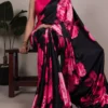 WMN 7027 Satin Silk Floral Printed Party Wear Saree Wholesale