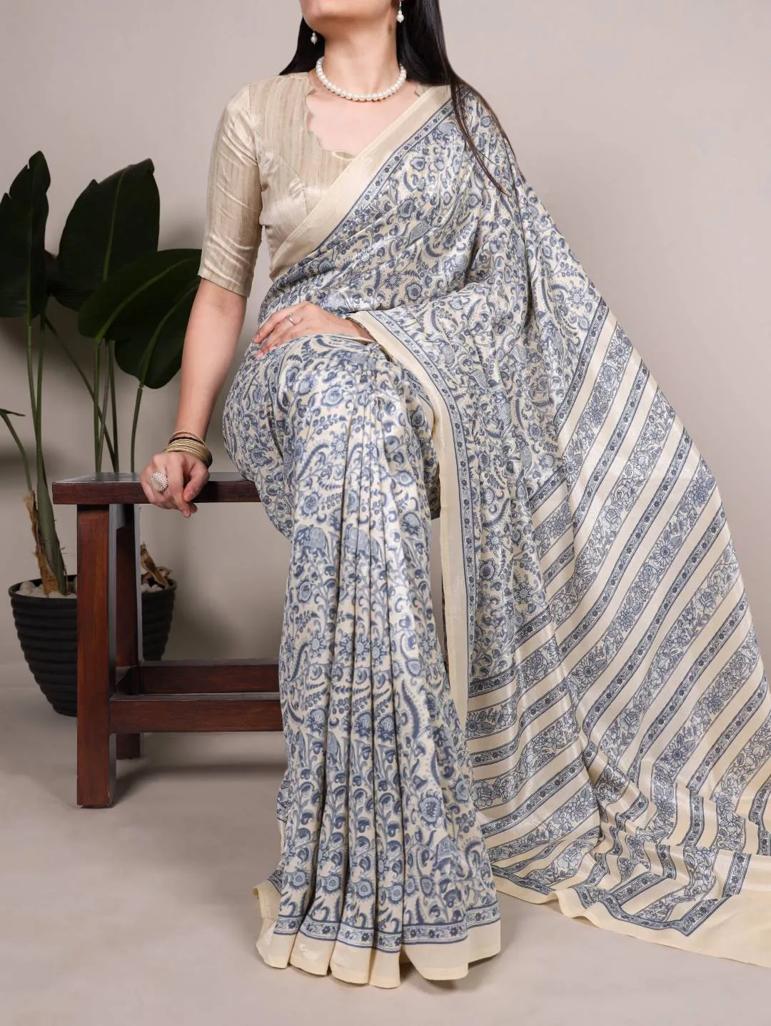 WMN 7014 Tasar Silk Printed Festive Saree Wholesale