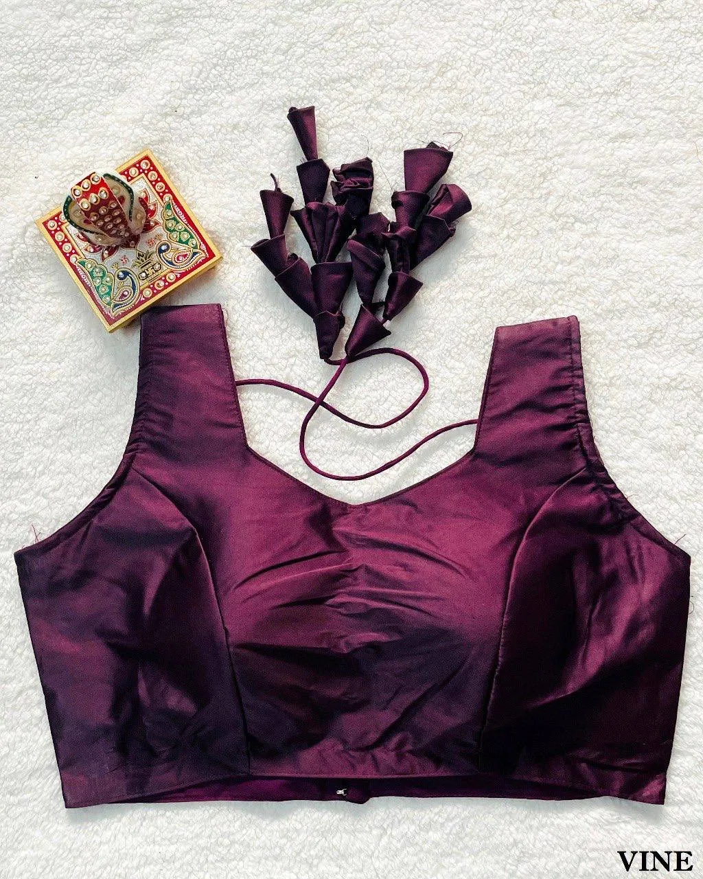 Mrunal 24 Jumka Malai Satin Party Wear Readymade Blouse