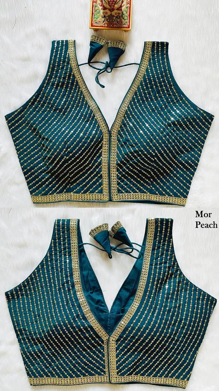 Mrunal Pinky Roman Silk Embroidery Work Readymade Blouse