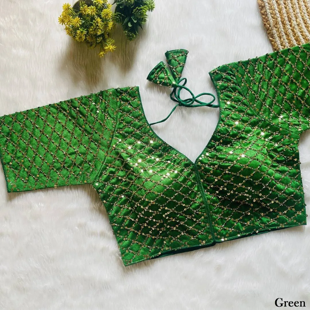 Mrunal 2004 Chandan Italian Silk Embroidery Readymade Blouse