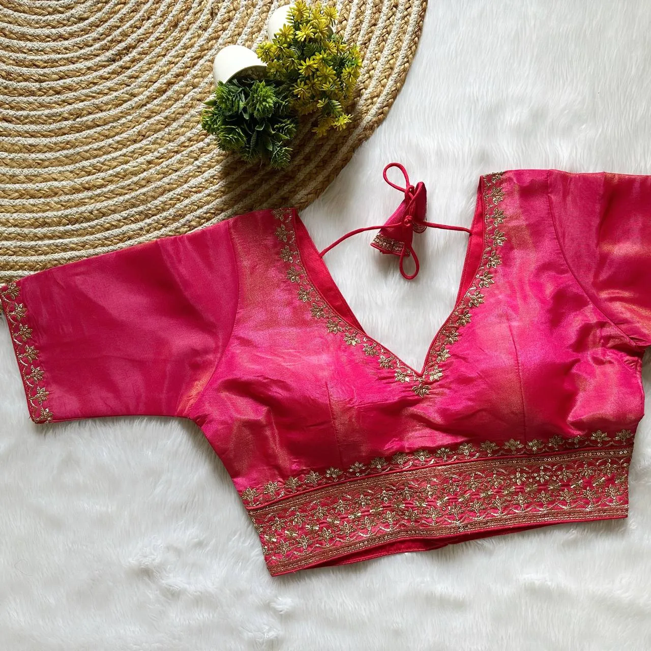 Mrunal 325 Mahira Cosmos Tissue Party Wear Readymade Blouse