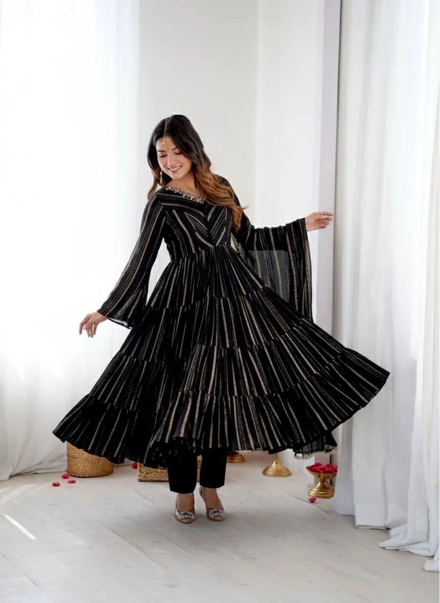 Sabina 5305 Mal Chanderi Mirror Handwork Anarkali Readymade Dress Wholesale