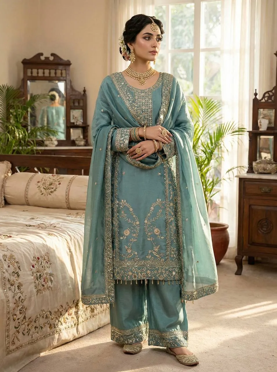 Sabina 5331 Gmy Silk Embroidery Festive Sharara Suit Wholesale