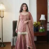 Sabina 5334 Fendy Silk Sky Blue Mirror Work Party Wear Sharara Suit Wholesale