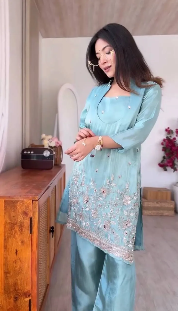 Sabina 5342 Glass Roman Embroidery Festival Readymade Dress Wholesale