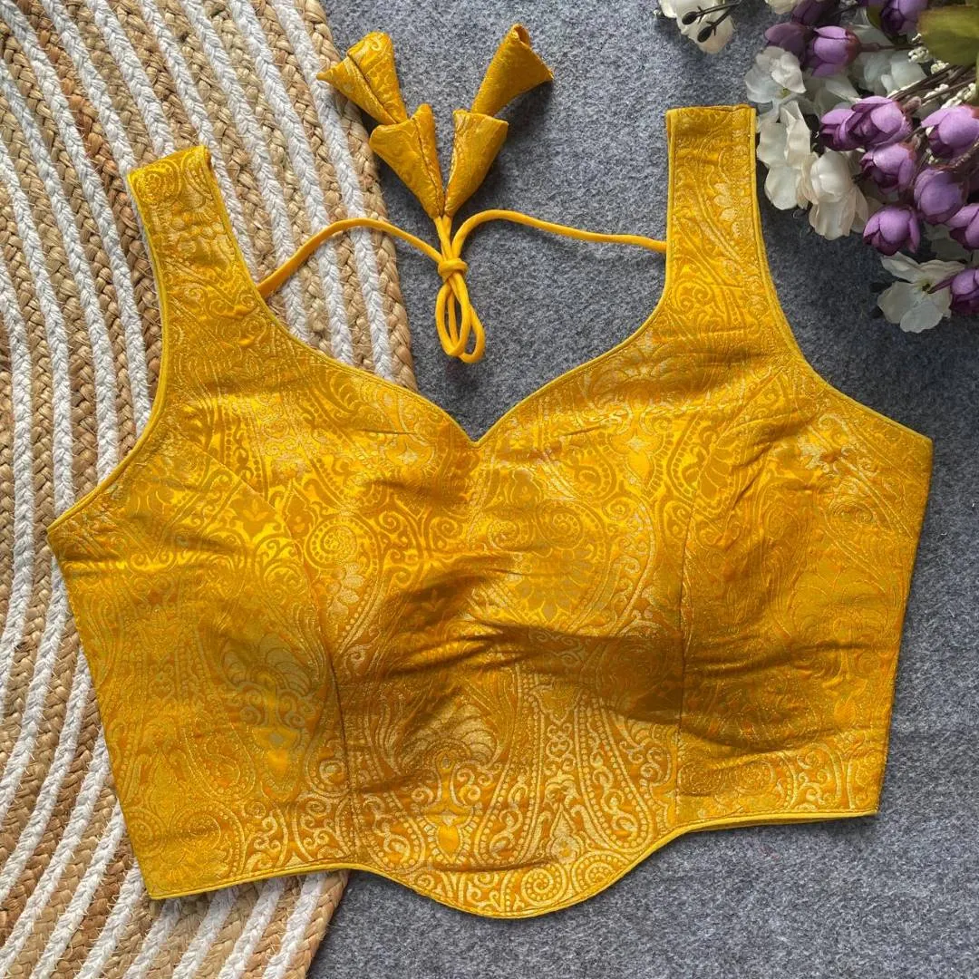 Mrunal Peplum Jacquard Satin Silk Party Wear Readymade Blouse