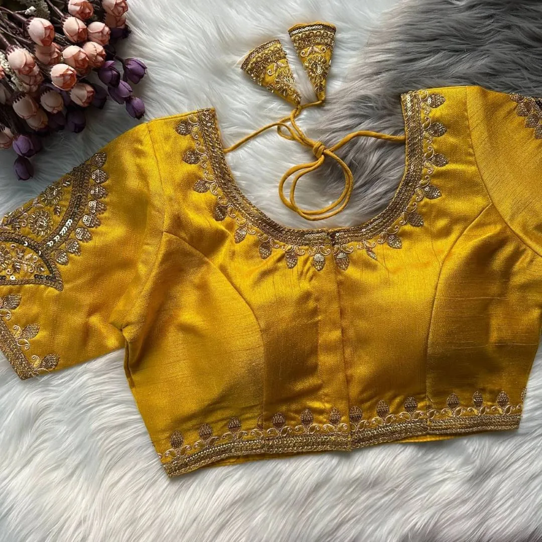 Mrunal 2055 Italian Silk Embroidery Handwork Readymade Blouse Wholesale