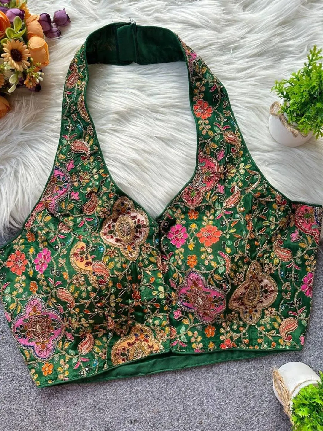 Mrunal Halter Position Viscose Crepe Readymade Blouse Wholesale