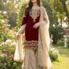 Sabina 1694 Gmy Silk Embroidery Party Wear Sharara Suit Wholesale