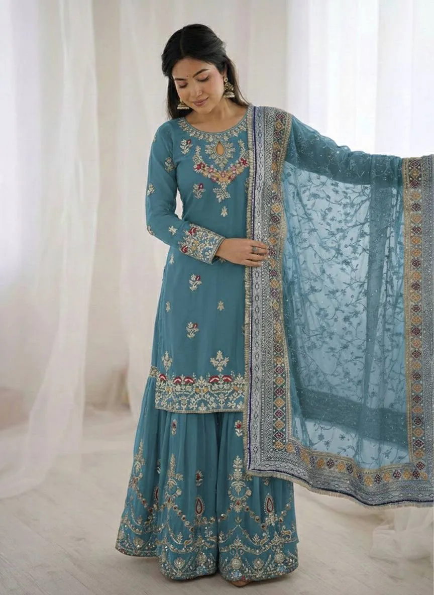 Sabina 5007 Georgette Embroidery Festival Sharara Suit Wholesale