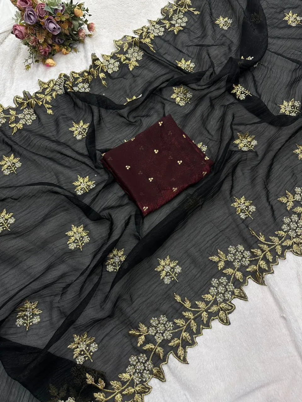 RC1 Candy Crush Silk Moti Work Party Wear Saree Wholesale Suart