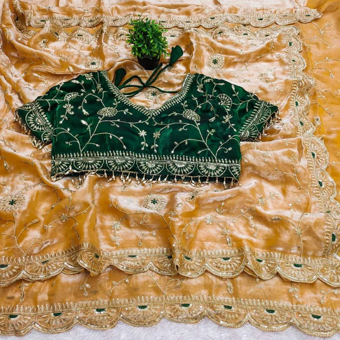 RC1 Sartin Silk Embroidery Work Party Wear Saree Wholesale Suart