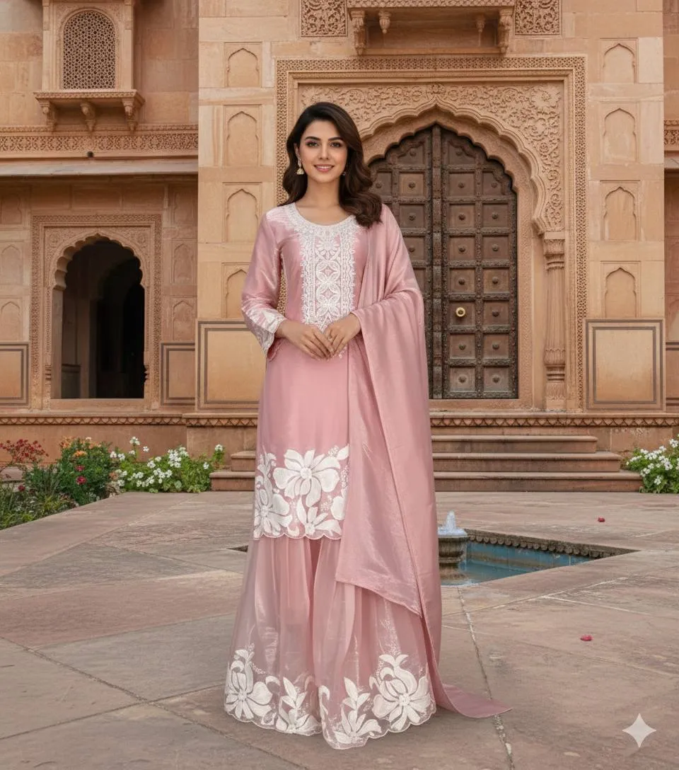BV 442 Jimmy Choo Sharara Suit With Embroidery Work Wholesale