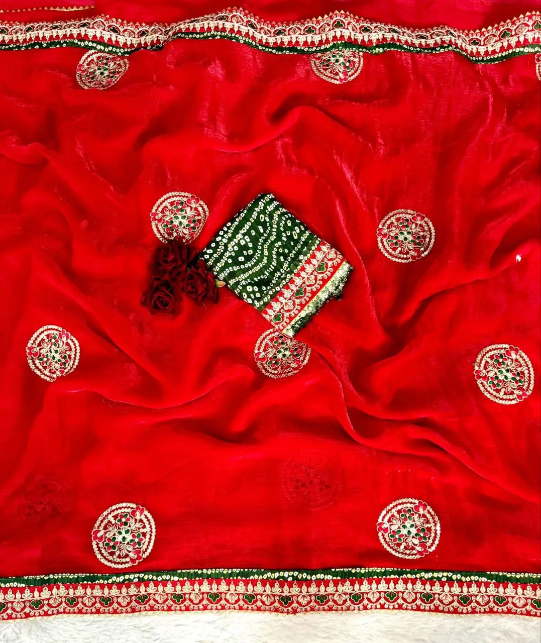 RC1 Fandy Chiffon Bandhani Printed Festival Saree Wholesale Surat