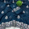 RC1 Crunchy Silk Embroidery Work Festival Saree Wholesale Surat