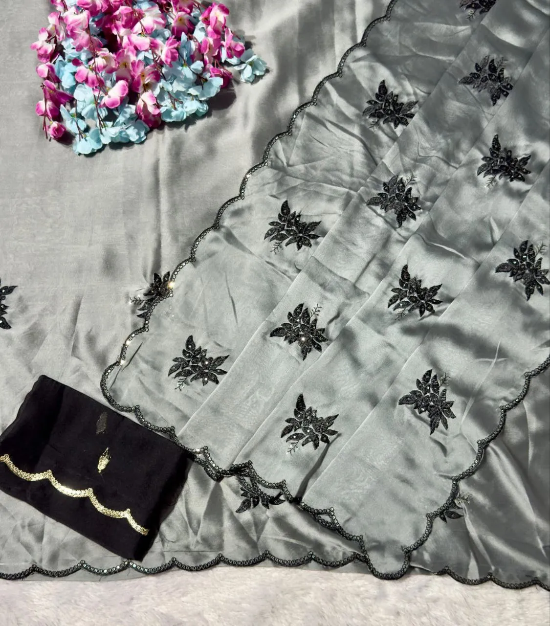 RC1 Black Berry Rangoli Silk Original Sikvens Work Festival Saree Wholesale Surat