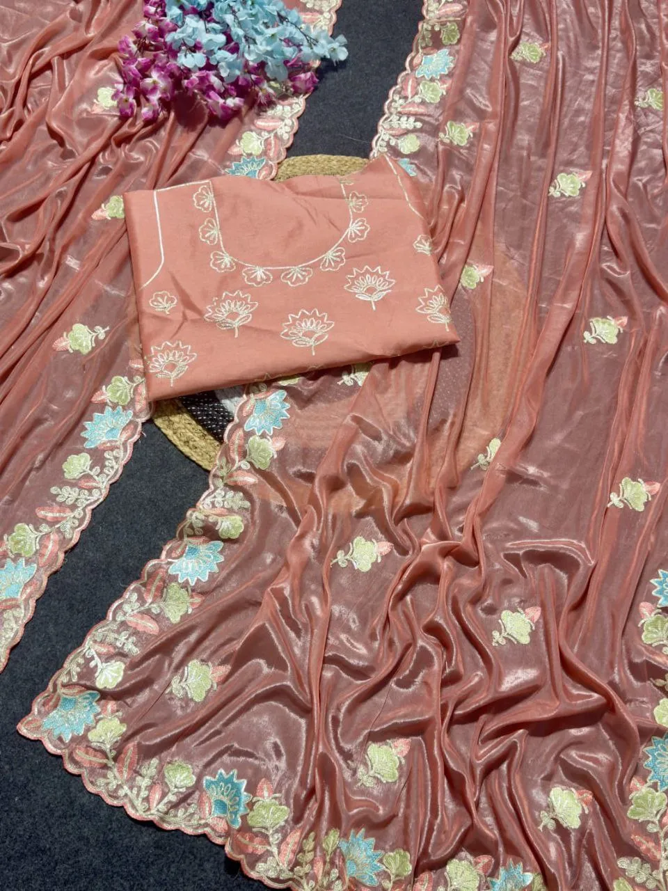 RC1 Surya Mukhi Prada Silk Original Thred Work Saree Wholesale Surat