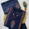 KR 398 Cotton Navy Blue Hand Work Office Wear Readymade Dress Wholesale Surat