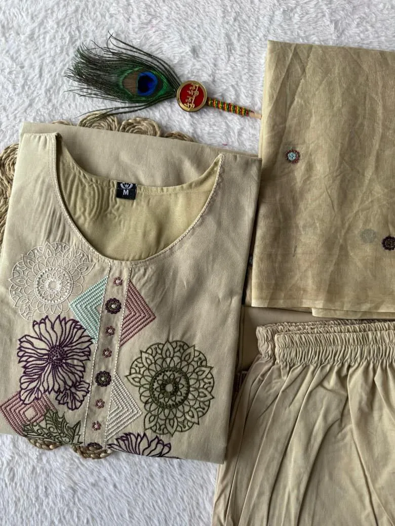 KR 401 Cotton Embroidery Work Festival Readymade Dress Wholesale Surat