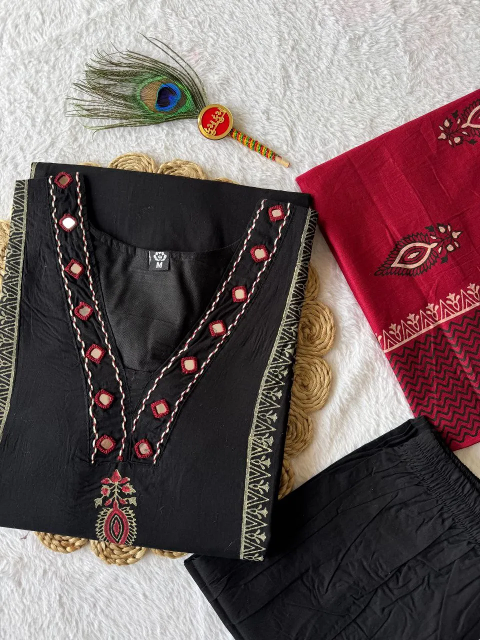 KR 399 Cotton Black Hand Work Readymade Dress Wholesale Surat