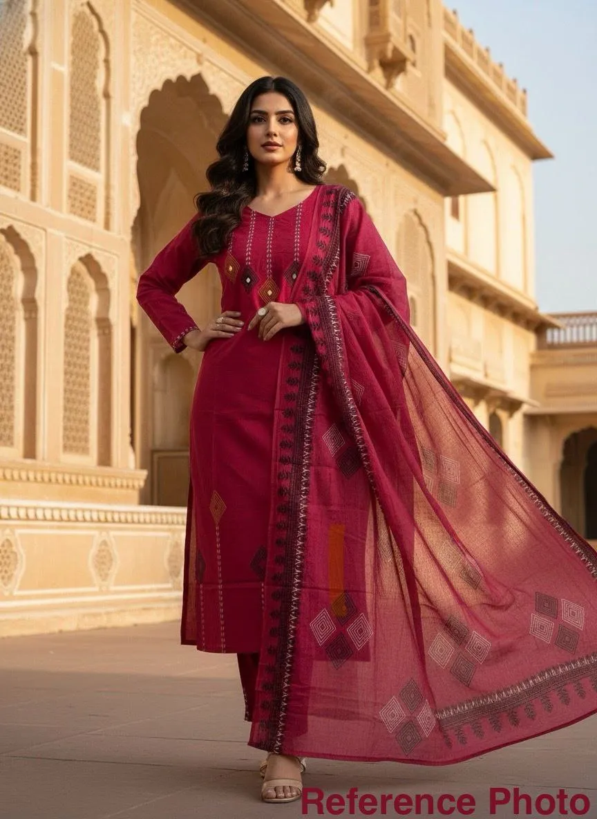 KR 400 Cotton Cherry Mirror Work Readymade Dress Wholesale Surat