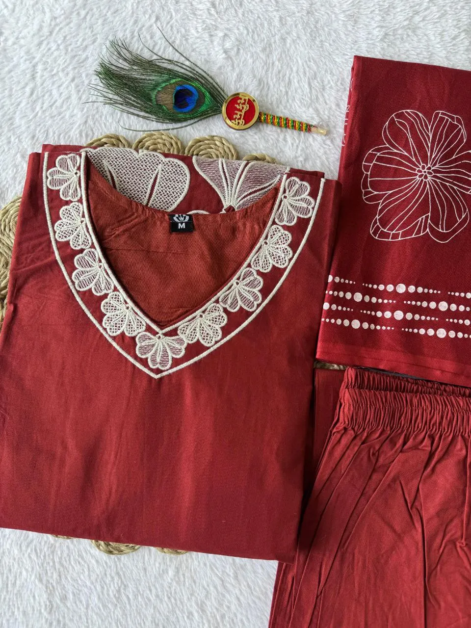 KR 404 Cotton Falu Red Hand Block Designer Office Wear Readymade Dress Wholesale Surat