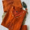 KR 403 Cotton Orange Mirror Readymade Dress Wholesale Surat