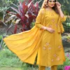 KR 394 Cotton Mustard Hand Block Printed Readymade Dress Wholesale Surat