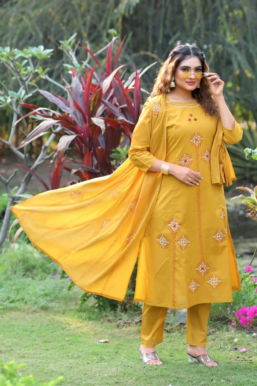 KR 394 Cotton Mustard Hand Block Printed Readymade Dress Wholesale Surat