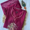 KR 405 Cotton Burgundy Embroidery Readymade Dress Wholesale Surat