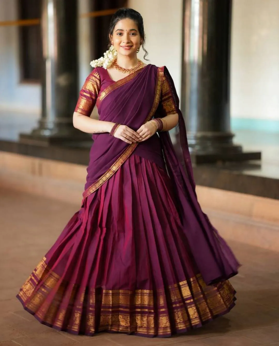 Vally 87 Vol 4 Kanchi Cotton Zari Weaving South Style Lehenga Saree Wholesale Surat