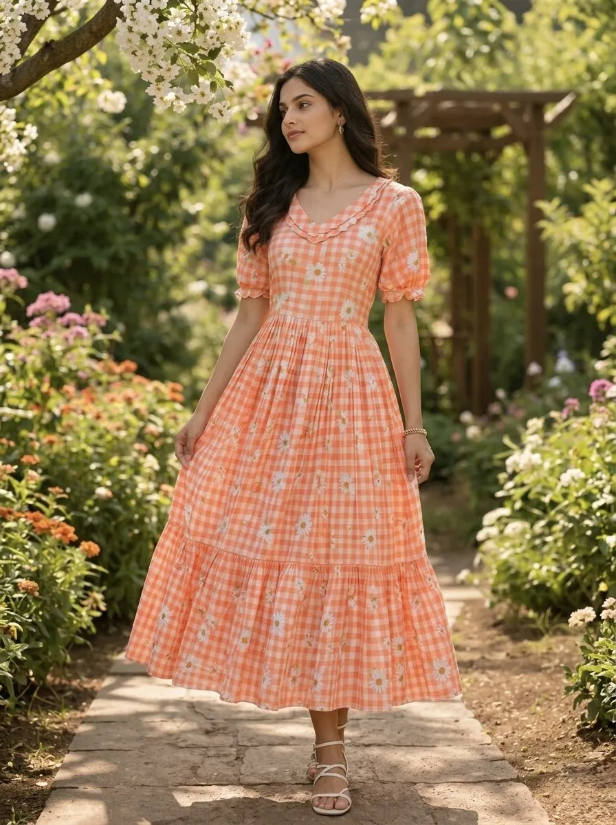 Moni 1257 Muslin Silk Gingham printed Readymade Kurti Wholesale Surat