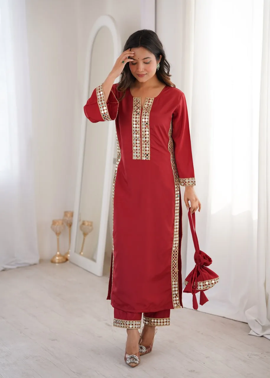 Mohini 9324 Crepe Mirror Lace Work Kurta Wholesale Surat