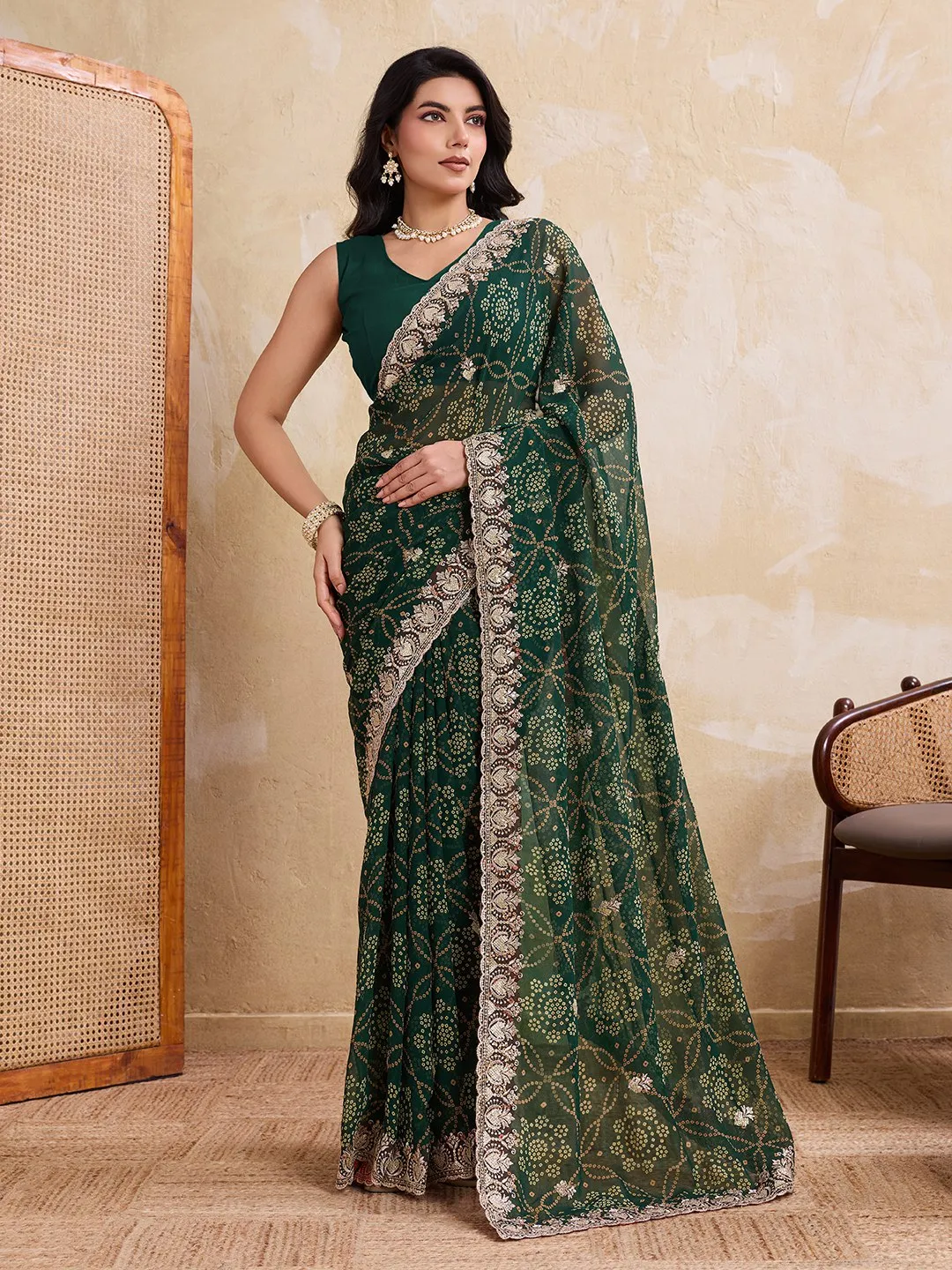 Kiara Georgette Bandhej Printed Festival Saree Wholesale Surat