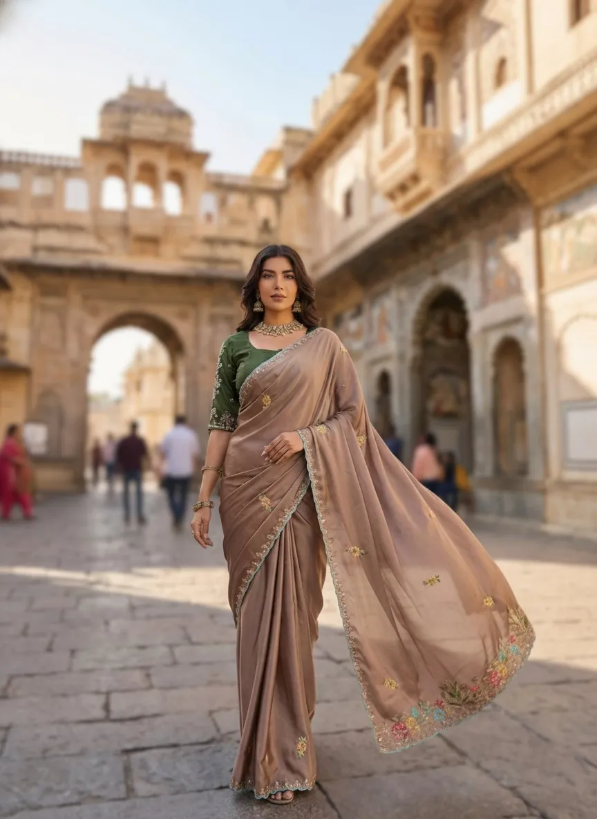 Kiara Lokah1 Rangoli Silk Embroidery Work Festival Saree Wholesale Surat